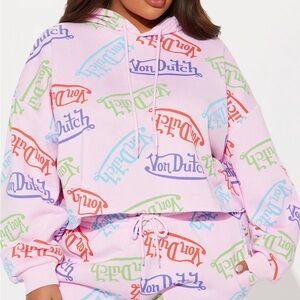 Von Dutch Pastel Logo Crop Hoodie 1X